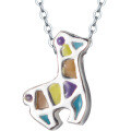 wholesale S925 Silver Christmas Series Giraffe Enamel Pendant Necklace for Women D3009-0-4
