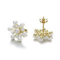 wholesale 14K Gold Exaggerated Floral Earrings with Natural Freshwater Pearls, Versatile Firework Design New Earring Style-0-4