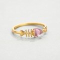 wholesale S925 Sterling Silver Japanese Light Luxury Cute Pink Crystal Small Fish Tail Adjustable Ring Niche Design Women's Jewelry Accessories-0-2