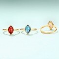 wholesale Fine Silver Japanese Korean Trendy Student Personality Mozambique Garnet Internet Famous Index Finger Knuckle Ring Pinky Ring for Women-0-3