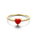 wholesale 14K gold-plated artificial resin heart ring for women, minimalist small red heart elegant peach ring for drop shipping-0-4