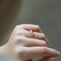 wholesale 9K Gold Artli Jewelry Spring New Natural Freshwater Pearl Heart Moon Ring, Simple and Logo Customizable-0-3
