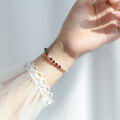 wholesale S925 Sterling Silver Women's Korean Style Sweet Garnet Beaded Bracelet with Round Beads S0610-0-2