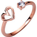 wholesale S925 silver heart ring for women, Korean-style small fresh with diamond inlaid hollow open heart sweet single ring J4727-0-4