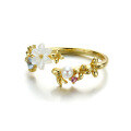 wholesale 9K gold Japanese-style luxury Alice open-adjustable natural shell flower pearl ring for women Same style-0-1