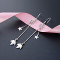 wholesale S925 Sterling Silver Korean Style Tassel Earrings for Women, Elegant Star Maple Leaf Long Drop Earrings, Fashionable and Unique Designer Small Accessories-0-2