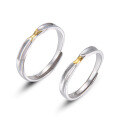 wholesale S925 Sterling Silver Light Luxury Niche Couple Moebius Ring Set, Adjustable Open Ring for Valentine's Day-0-4
