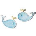 wholesale S925 Sterling Silver Small Whale Stud Earrings for Women, Korean Style Small Fresh Blue Fish Cute Marine Animal Earrings E6805-0-3