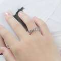 wholesale 9K Gold New Creative Fashion Starry Sky Crystal Cross Ring for Women, Yili Jewelry Wholesale-0-3