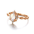 wholesale 9K/14K Gold Vintage Court-Style Natural Moonstone Ring for Women, Versatile and Elegant-0-1