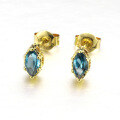 wholesale 9K Gold New Topaz Stud Earrings for Women Natural Gemstone Earrings Source Factory Yili Jewelry-0-5