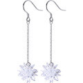 wholesale Metal Material: S925 Sterling Silver Earrings for Women, Christmas Fashion Ice Crystal Flower Long Drop Earrings, Sweet and Elegant Floral Ear Jewelry for Women E6296-0-4