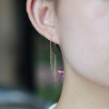 wholesale 9K Gold New Korean-style Fashion Pendant Earrings for Women, Long Elegant Tassel Design, Artistry Jewelry Versatile Gold Ear Accessories-0-3