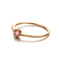 wholesale 9K Gold Japanese and Korean-style lightweight jewelry minimalist versatile natural pink tourmaline stacking ring for women-0-1