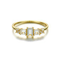 wholesale 9K/14K Geometric Natural Topaz Minimalist Style Main Ring, Korean Fashion OL Versatile Ring Wholesale-0-4