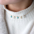 wholesale 9K Gold with Natural Gemstone Marquise Pendant Necklace, Women's Same Style Larimar Collarbone Chain-0-3