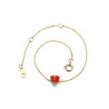 wholesale 9/14K Gold Minimalist Heart Bracelet and Artificial Resin Elegant Small Red Heart Necklace Set by Yili Jewelry-0-1