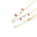 wholesale 9K gold jewelry shell flower zirconia tassel drop necklace collarbone chain women creative spring new wholesale-0-3
