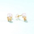 wholesale 925 sterling silver new Korean earrings, minimalist and elegant freshwater pearl stud earrings with bow, trendy and versatile for women-0-1