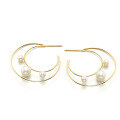 wholesale 9K Gold Japanese-style Light Jewelry Simple Moon C-shaped Hoop Earrings with Natural Pearl Unique Stud Earrings Manufacturer Wholesale-0-2