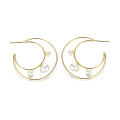 wholesale 9K Gold Japanese-style Light Jewelry Simple Moon C-shaped Hoop Earrings with Natural Pearl Unique Stud Earrings Manufacturer Wholesale-0-5
