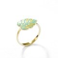 wholesale S925 Silver Summer Fresh Monstera Leaf Design Open Adjustable Ring,-0-1