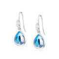 wholesale Metal material first, new Korean-style fashionable and versatile sky blue topaz earrings, sweet drop ear hooks, precision factory wholesale-0-5