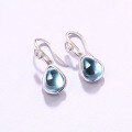 wholesale Metal material first, new Korean-style fashionable and versatile sky blue topaz earrings, sweet drop ear hooks, precision factory wholesale-0-3