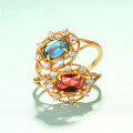 wholesale Metal material first: Vintage London blue topaz ring, wholesale of new elegant ladies' court-style rings-0-1