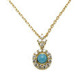 wholesale 9K Gold Natural Turquoise Dynamic Pendant for Women, Simple and Fashionable OL Necklace, Yili K Gold Jewelry, In Stock-0-4