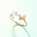wholesale S925 Sterling Silver Freshwater Pearl Ring for Girls Adjustable Butterfly Ring Japanese and Korean Trendy Accessories Cross-Border E-commerce-0-2