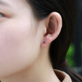 wholesale New 9K Gold Crystal Stud Earrings for Women, Japanese Style Simple Basic Versatile Amethyst Small Earrings for Drop Shipping-0-4