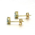 wholesale 9K Gold New Natural London Blue Topaz Basic Stud Earrings for Women, Versatile Subtle Earrings-0-3