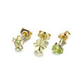 wholesale 9K Gold Japanese-style Light Jewelry Four-Leaf Clover Flower Ear Stud Set for Women, Super Exquisite Mini Earrings New Arrival-0-5