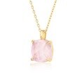 wholesale S925 Sterling Silver Korean Style Natural Pink Quartz Rose Quartz Pendant Minimalist Short Choker Necklace Women's Jewelry Wholesale-0-4