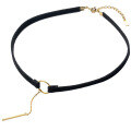wholesale S925 silver minimalist circular flat fringe choker necklace with collar chain D3116-0-4
