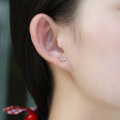 wholesale 9K Gold Japanese-style Luxury Jewelry Earrings, Ultra-Delicate Mini Stud Earrings for Women, White Topaz Earrings Available for Wholesale-0-4