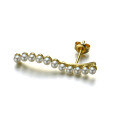 wholesale 9K Gold New Natural Freshwater Pearl Earring Single Women's Wave Design Artistry Jewelry-0-5