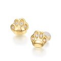 wholesale 9K gold plated 925 silver trendy and versatile small cat paw zirconium earrings for women-0-5