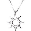 wholesale 925 Silver Women's Simple Hollow Sun Necklace Shining Short Pendant Necklace Chain for Students D3568-0-4