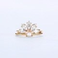wholesale S925 silver metal vintage royal style crown ring for women, zircon openable stackable finger ring-0-1