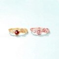 wholesale S925 Sterling Silver Pink Crystal Romantic Rose Ring for Women, Adjustable and Versatile-0-1