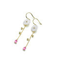 wholesale 9K Gold Artli Jewelry Natural Shell Flower Earrings Long Tassel Hook for Women, Spring New Collection-0-1