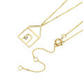 wholesale 9K Gold Yili Jewelry Factory Direct Minimalist Zircon Small House Necklace Collarbone Chain New Women's-0-4