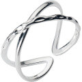 wholesale Metal: S925 Silver Women's S925 silver ring, Korean-Japanese style minimalist double-layer crossed lines open ring fashion ring J3943-0-4