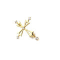 wholesale 9K Gold Japanese-style Light Jewelry Women's Cross Guardian Pendant with Exquisite Zirconia, Detachable, Chain Not Included-0-3
