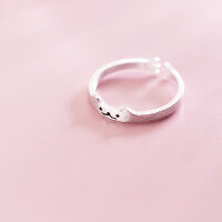 wholesale S925 Silver Ring Women's Korean Style Elegant and Cute Cat Brushed Ring Minimalist Index Finger Ring for Women J3321-S925 silver ring Adjustable opening