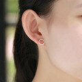wholesale 9K gold super versatile minimalist fashion OL circle basic earrings for women, zircon stud earrings, single piece sold, non-fading-0-3