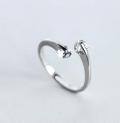 wholesale S925 Silver Women's Minimalist Double Diamond Single Ring Intertwined Love Open-End Tail Ring with Diamond-0-3