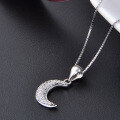 wholesale S925 silver full diamond moon pendant necklace, Korean style fashionable trendy personalized jewelry, original factory wholesale-0-1